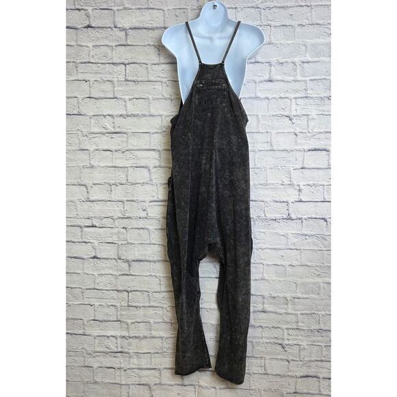 Zenana Womens Size Small/Medium Ash Black Acid Washed Jumpsuit Back Pocket - Picture 3 of 16